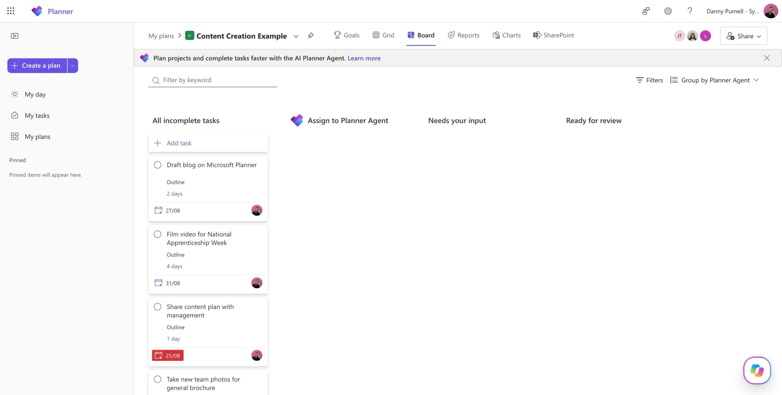 Microsoft Planner board view