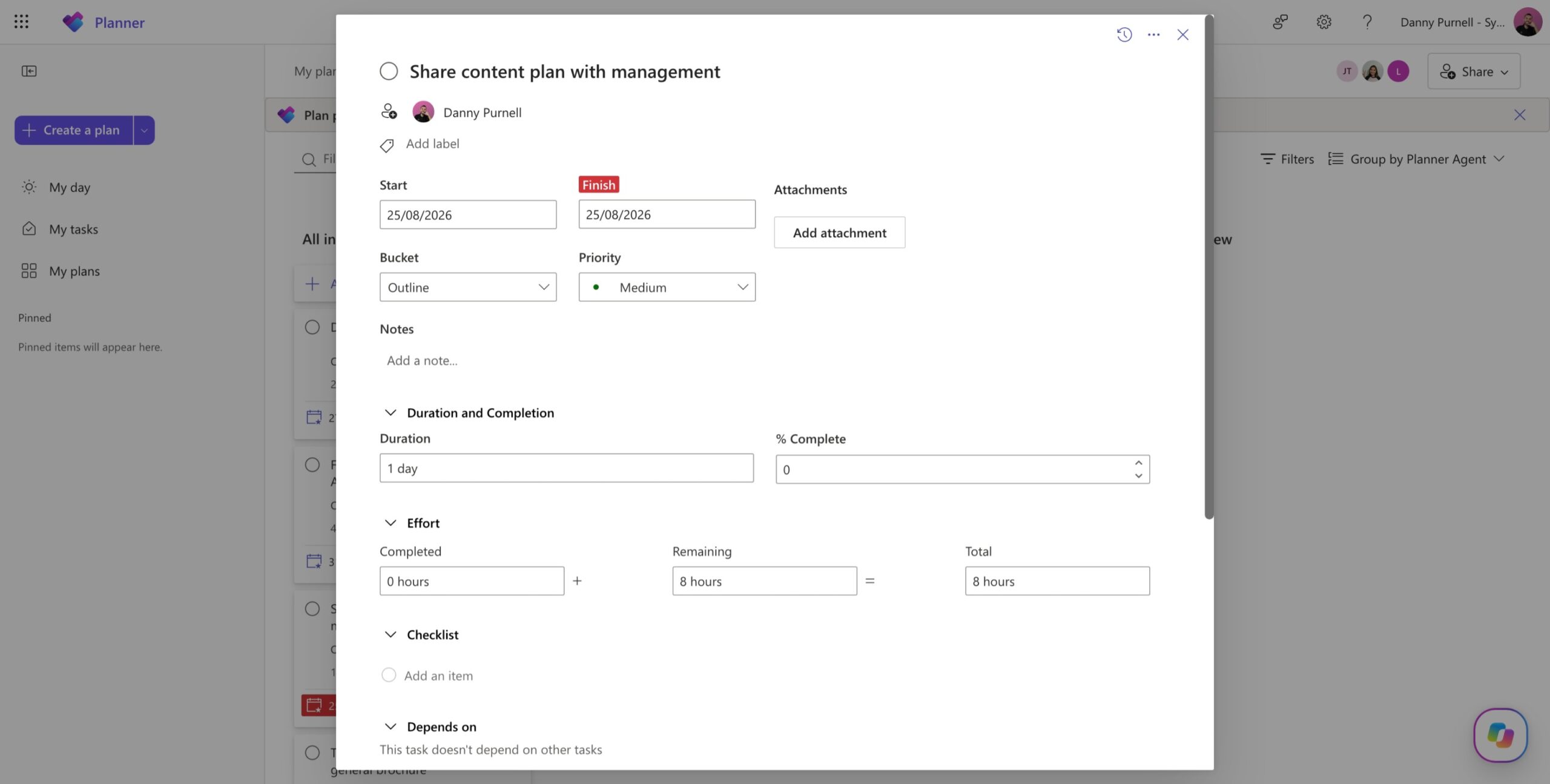 Task View in Microsoft Planner